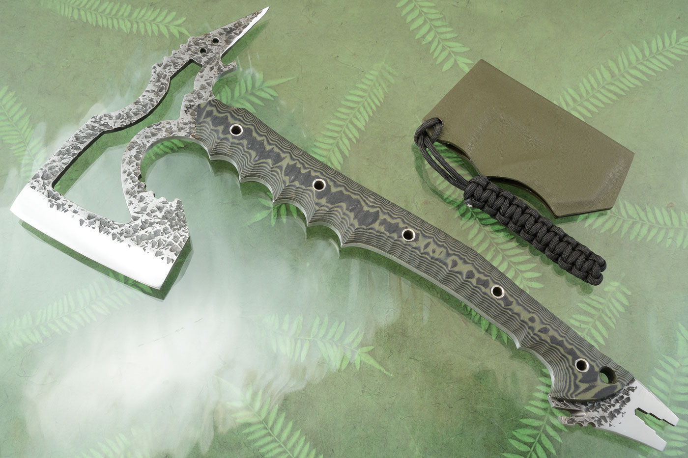 Large Tactical Spike Hawk with Black and Green G-10