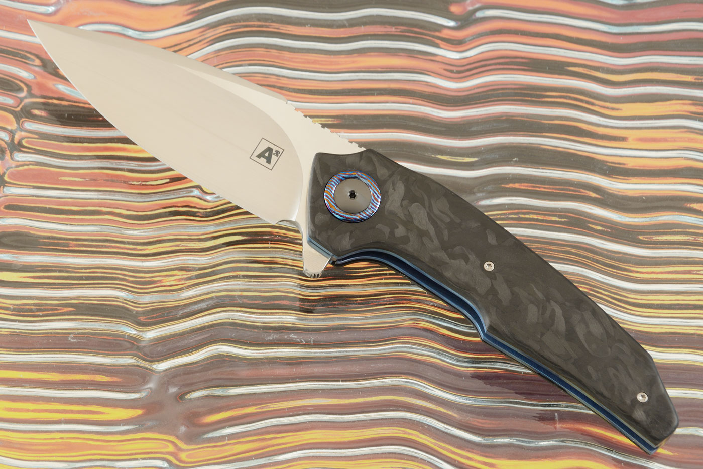 A6 Middi Flipper with Marbled Carbon Fiber and Timascus (Ceramic IKBS) - M390