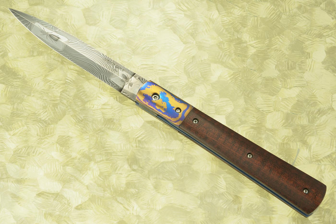 Spider Damascus Stilletto with Timascus and Snakewood
