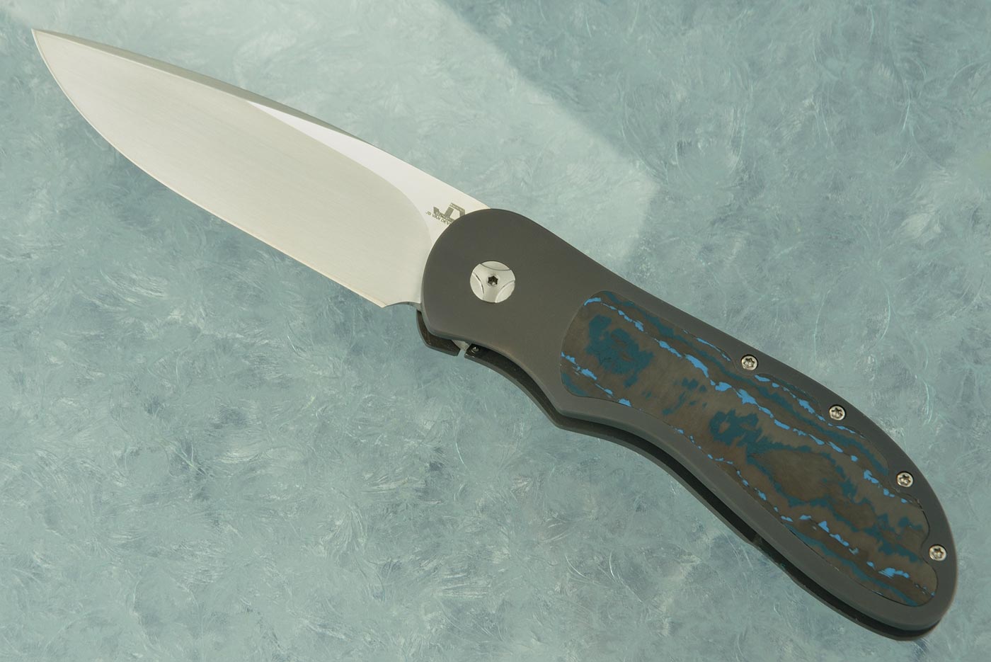 EDC Front Flipper Bolster Lock with Arctic Storm FatCarbon Inlays