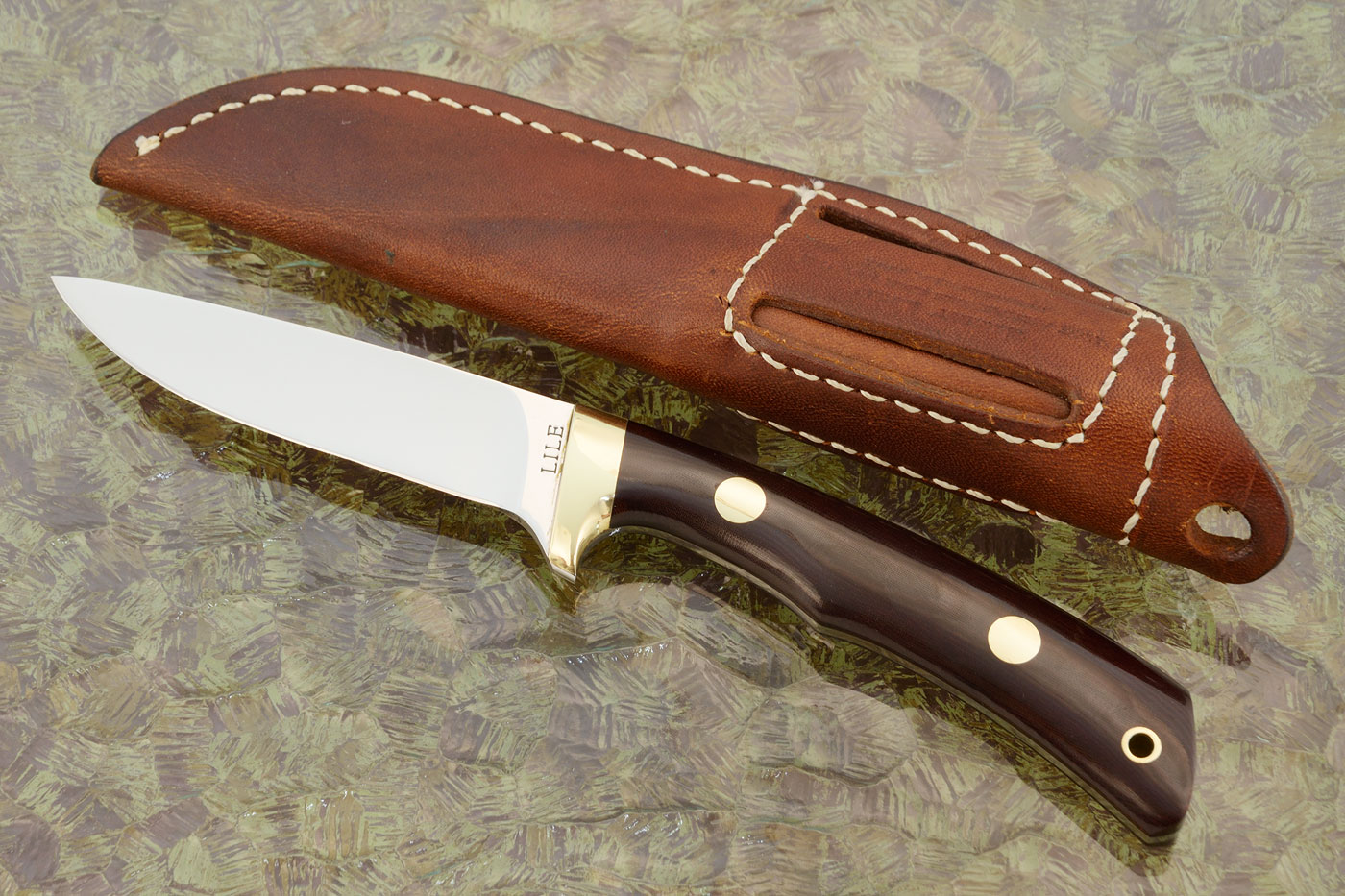 Model 7 Canoe with Burgundy Micarta and Brass
