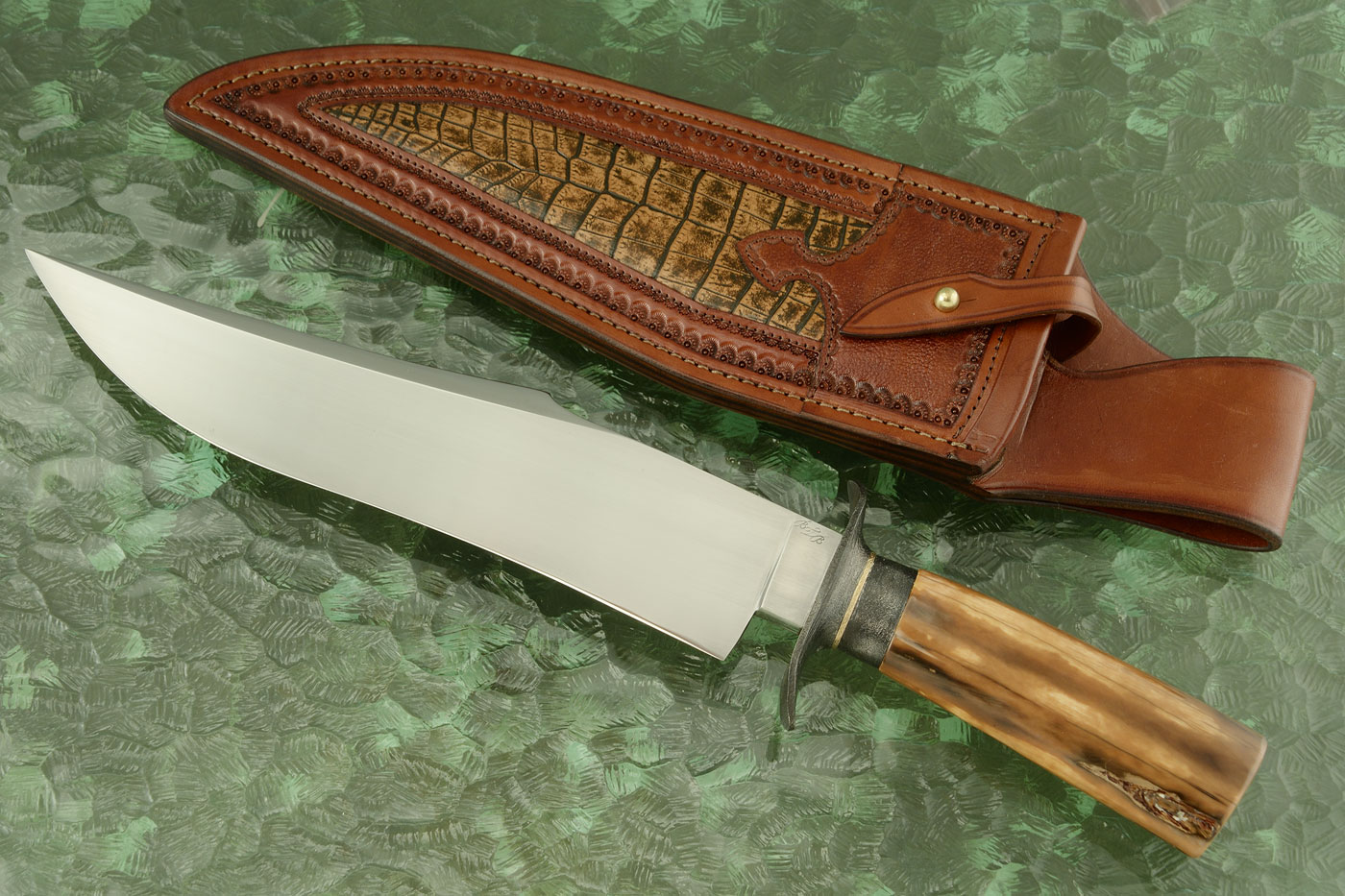 Forged Harpoon Tip Bowie with Ancient Walrus Ivory and Wrought Iron