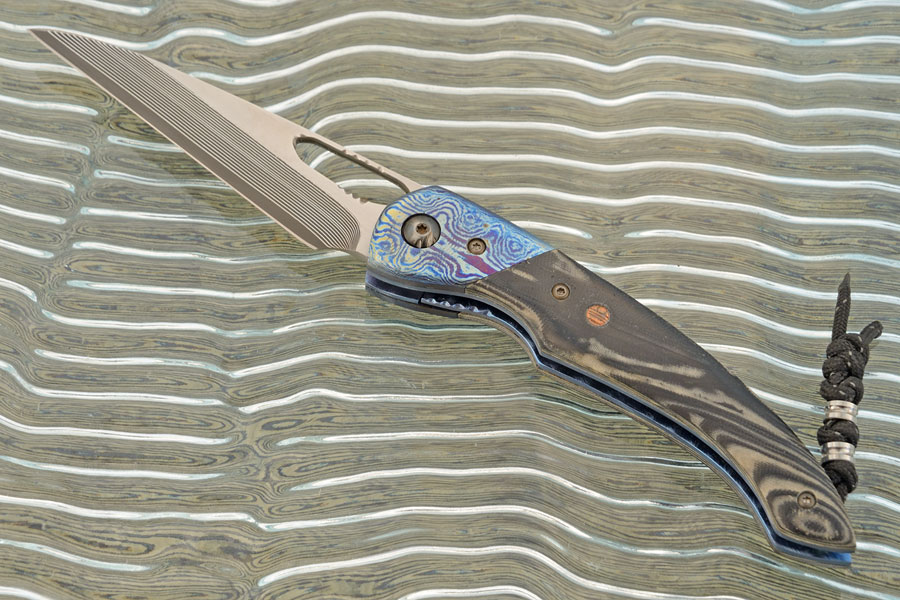 Black Panther Folder with Black/Gray Micarta, Timascus, and San Mai Damascus