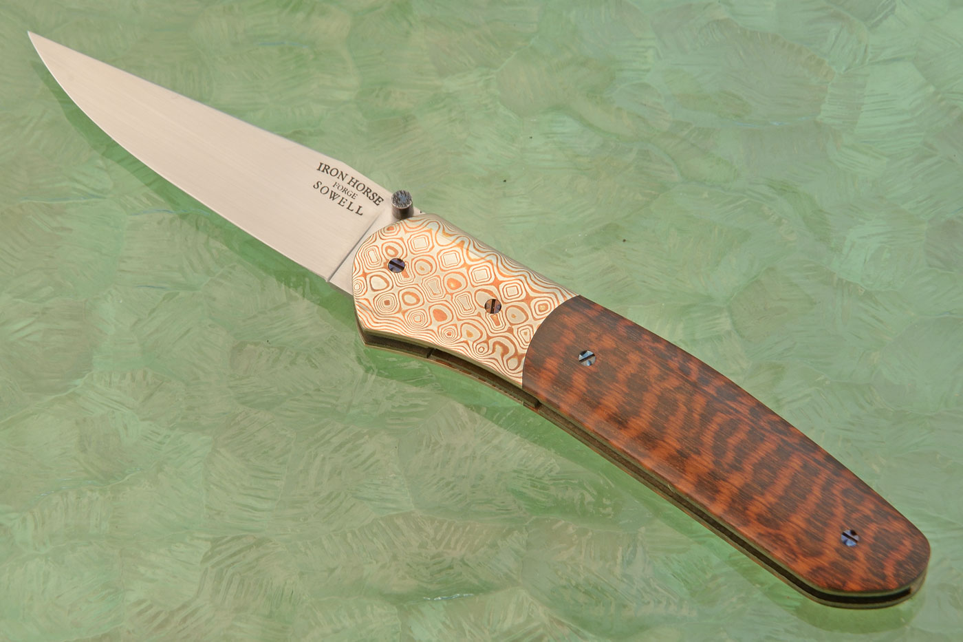 Linerlock Folder with Snakewood and Al Pendray Mokume - CPM-154