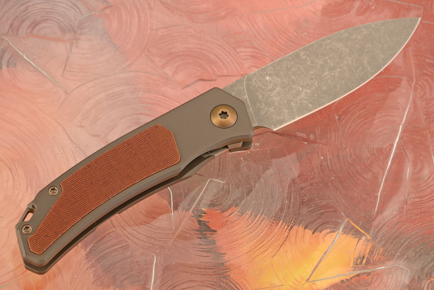 Urban Framelock Front Flipper with Titanium and Micarta - M390 - LEFT HANDED