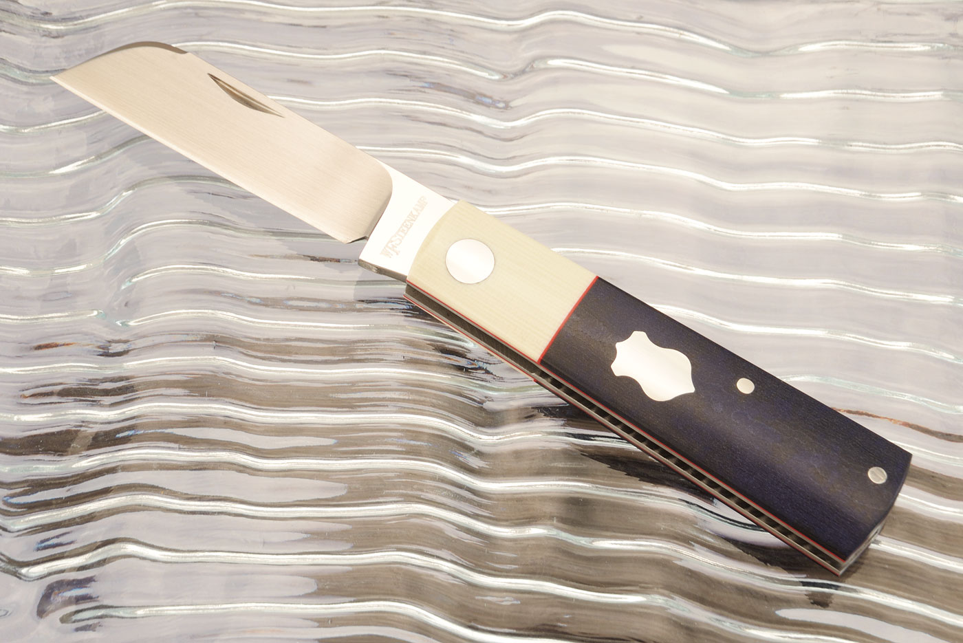 Barlow Slipjoint with Blue Richlite and Ivory G-10 - M390