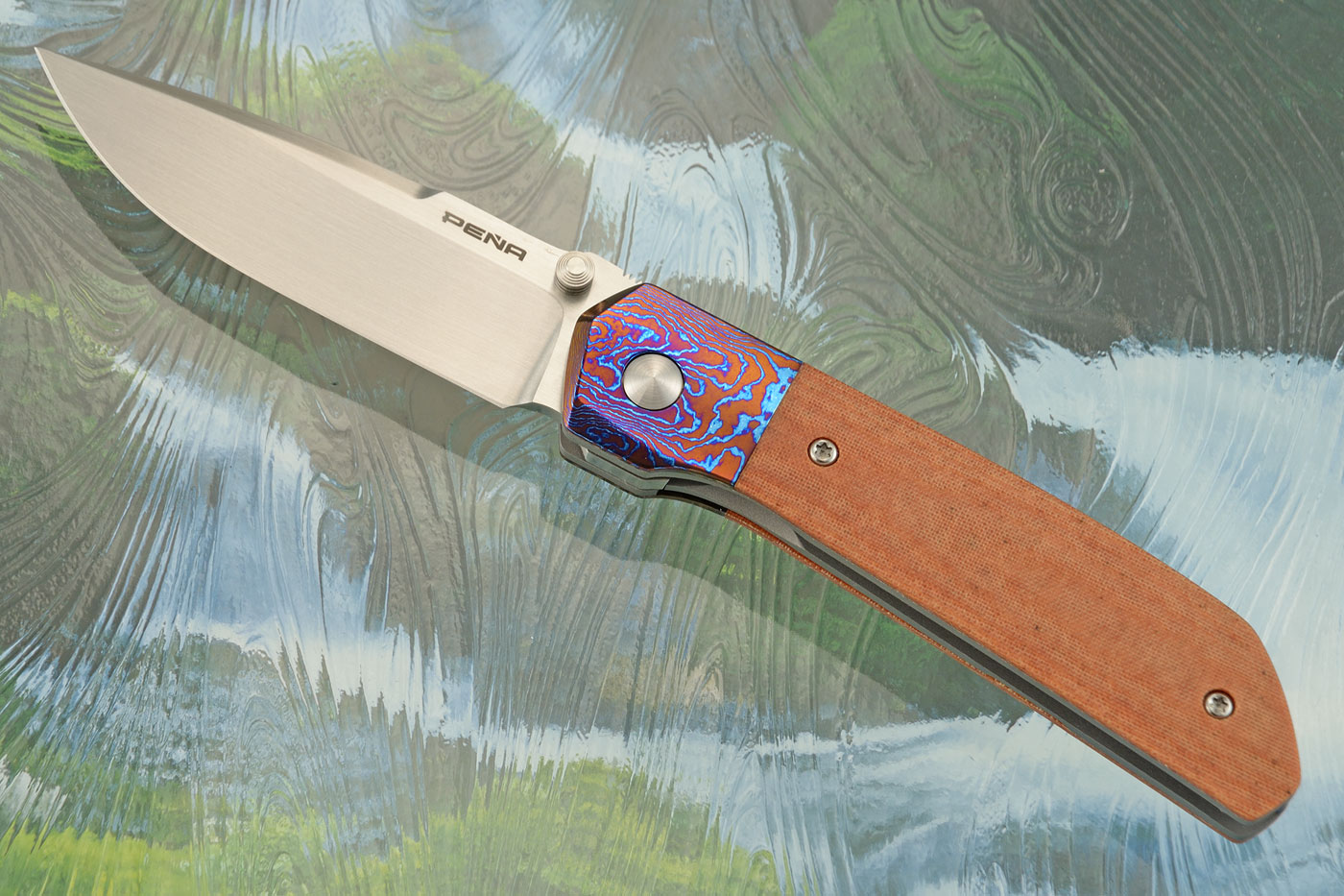 Mula Front Flipper with Natural Micarta and Timascus - CPM-154