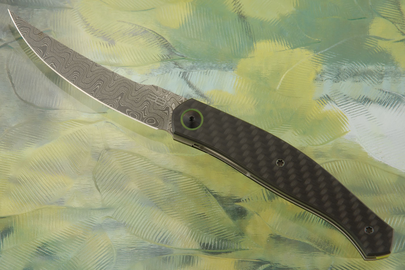 Bone Front Flipper with Carbon Fiber and Damascus