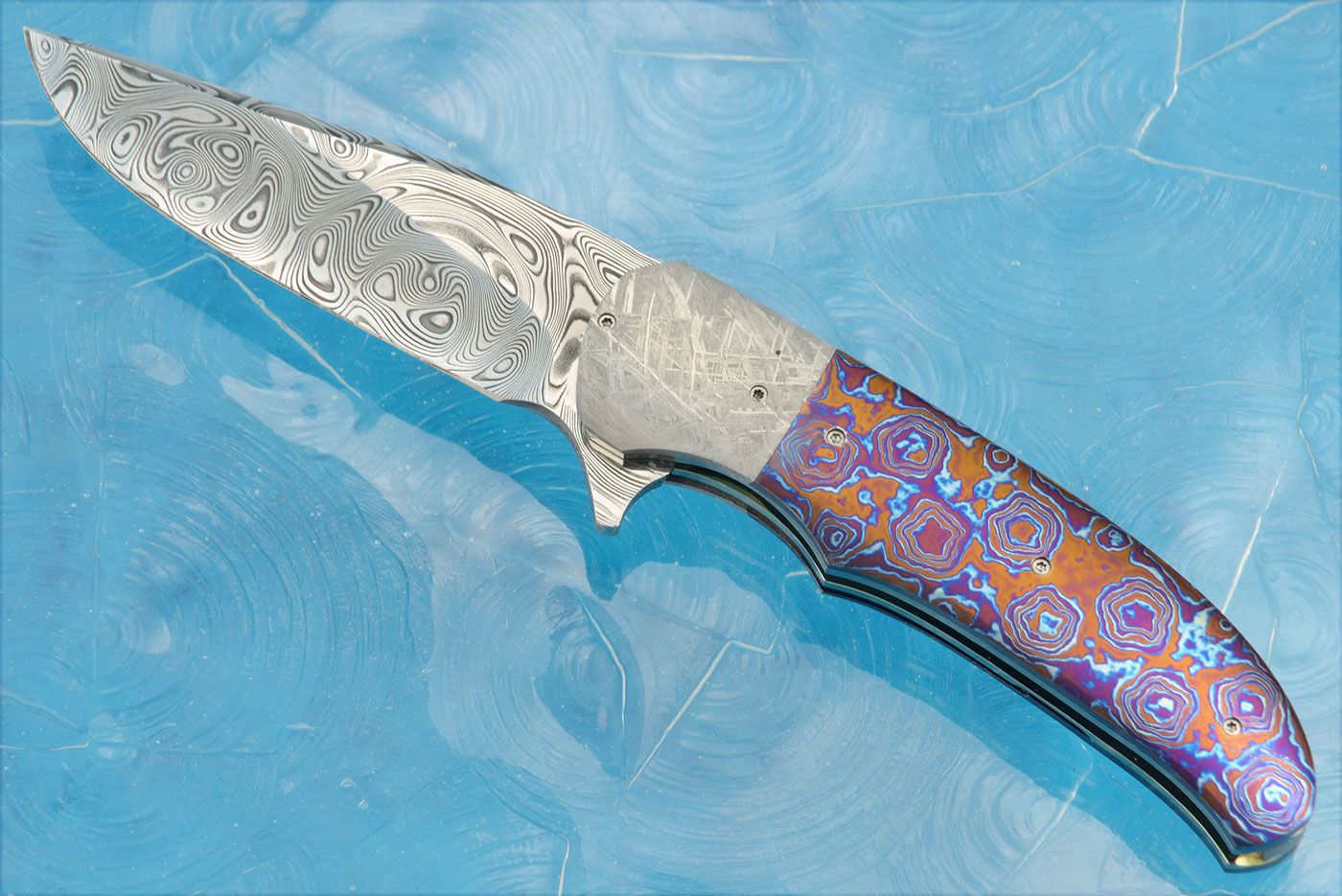 LL-SS Flipper with Timascsus, Damascus, and Meteorite (Ceramic IKBS)