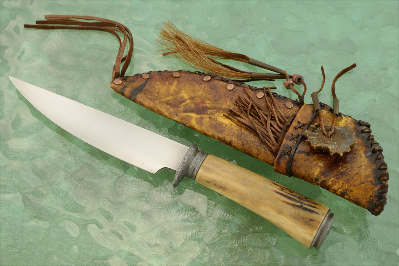 Frontier Camp Knife with Stag and Wrought Iron