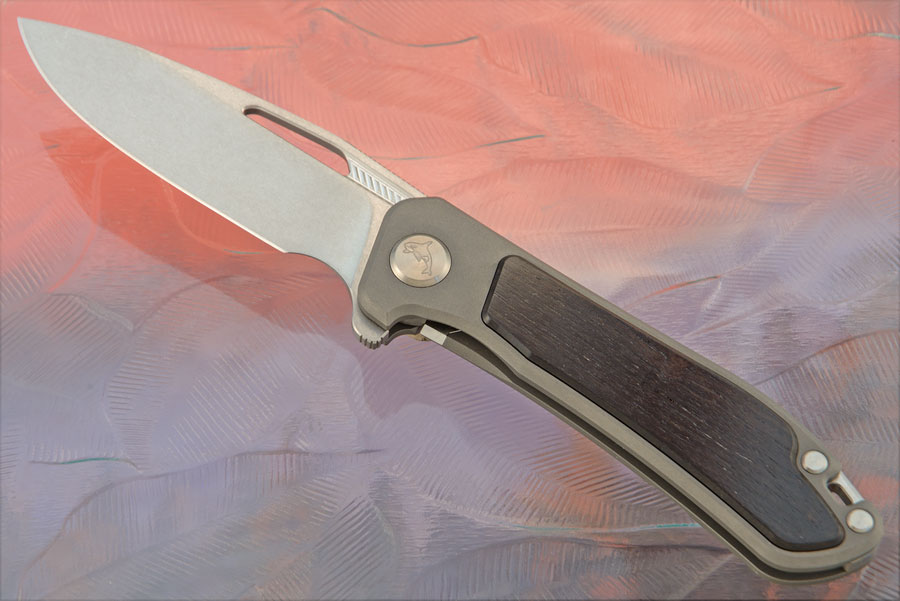 Orca 2.0 Frame Lock Flipper with African Blackwood Inlay - Stonewash M390 - Serial 173