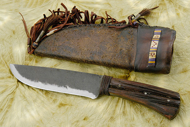 Primitive Belt Knife with Aged Oak