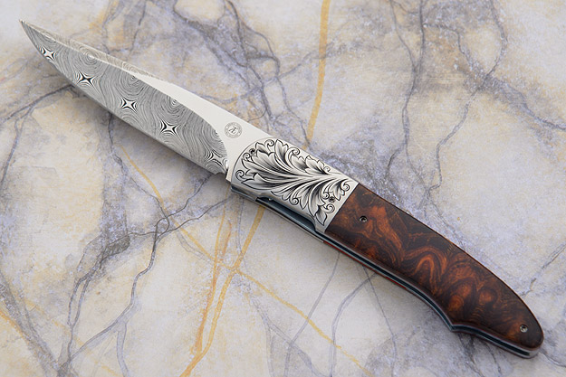 L19FF: Engraved  Flipper with Ironwood and Damascus (IKBS)