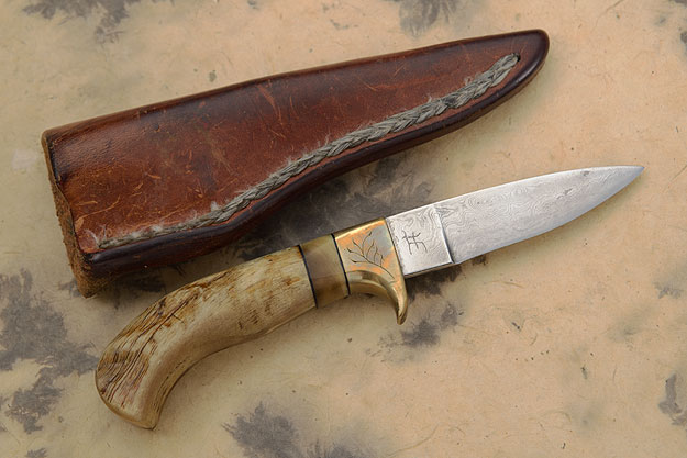 Damascus Pronghorn (3.6 in) - 'Dad's Knife'