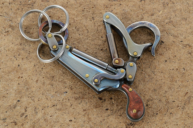 Piston Action Keychain Knife with Ironwood