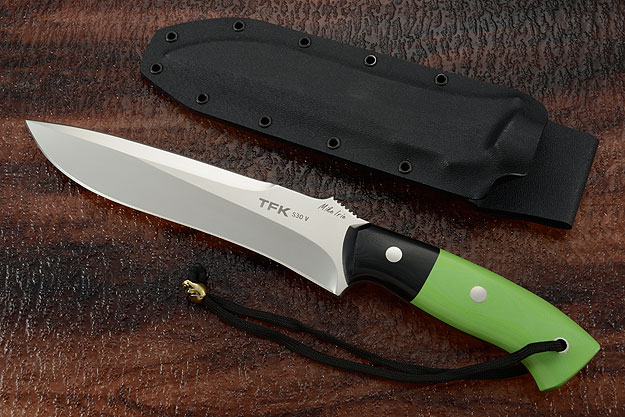 Double Edged TFK (Tactical Field Knife) with Green/Black Micarta