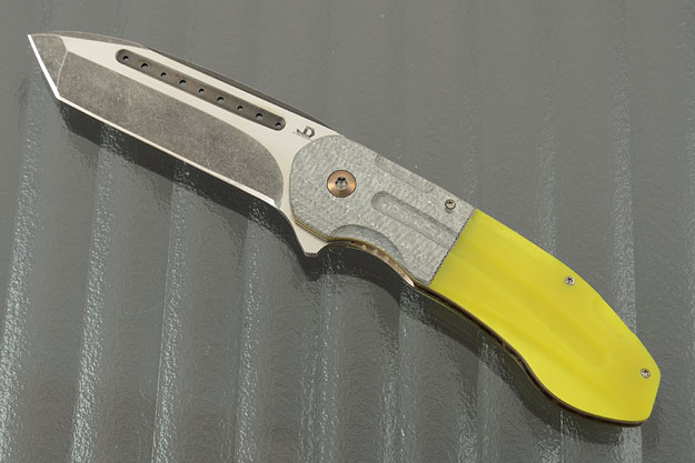 Kenpachi Flipper Tanto with Yellow G-10 and Silver Twill (IKBS)