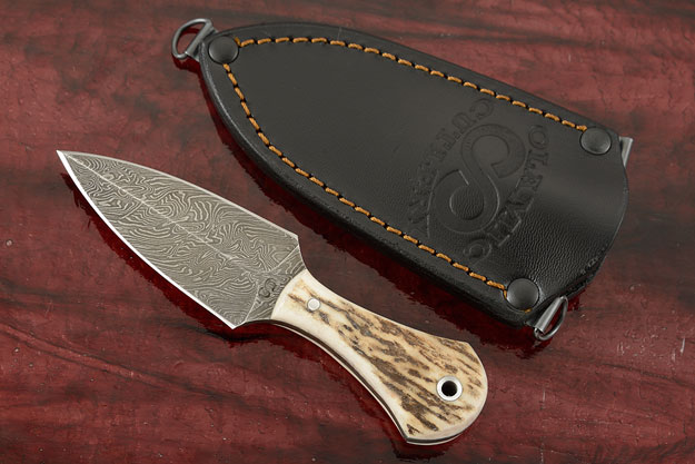 Damascus Push Dagger with Stag