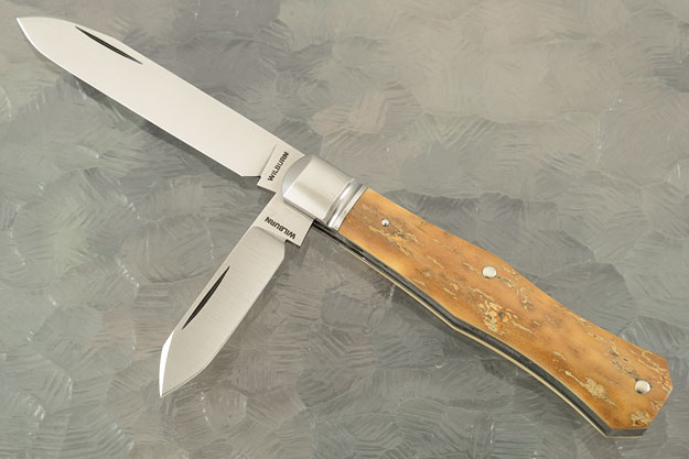 Two Blade Coffin Handle Trapper with Mammoth Ivory