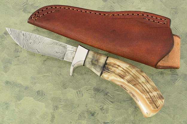 Sheep Horn Hunter (3.6 in) with Chainsaw Chain Damascus