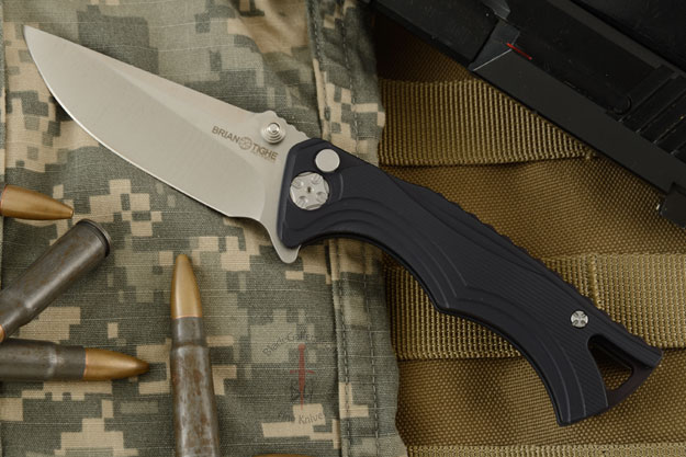 Tighe Fighter, Small with Drop Point Blade - Black Anodized Aluminum Handle