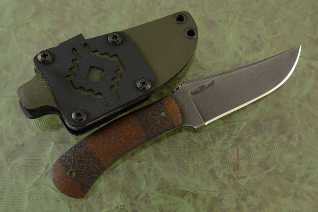 Blue Ridge Hunter (Gen 2) - Special Edition of Only Three Made - with Burlap Micarta, Tribal Bands and Tumbled Caswell Finish