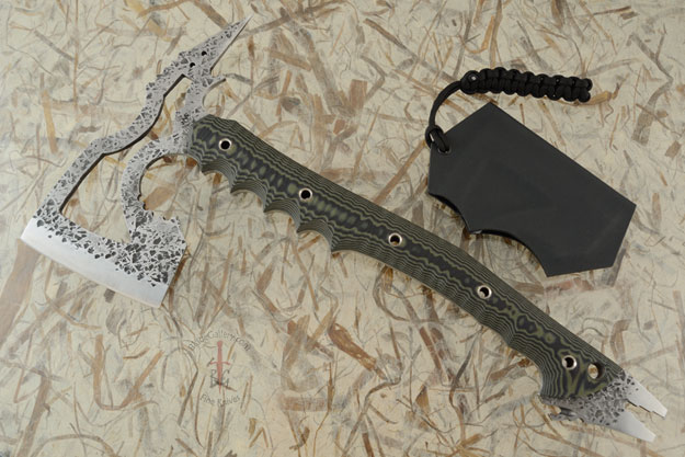 Large Tactical Spike Hawk with Green and Black G-10