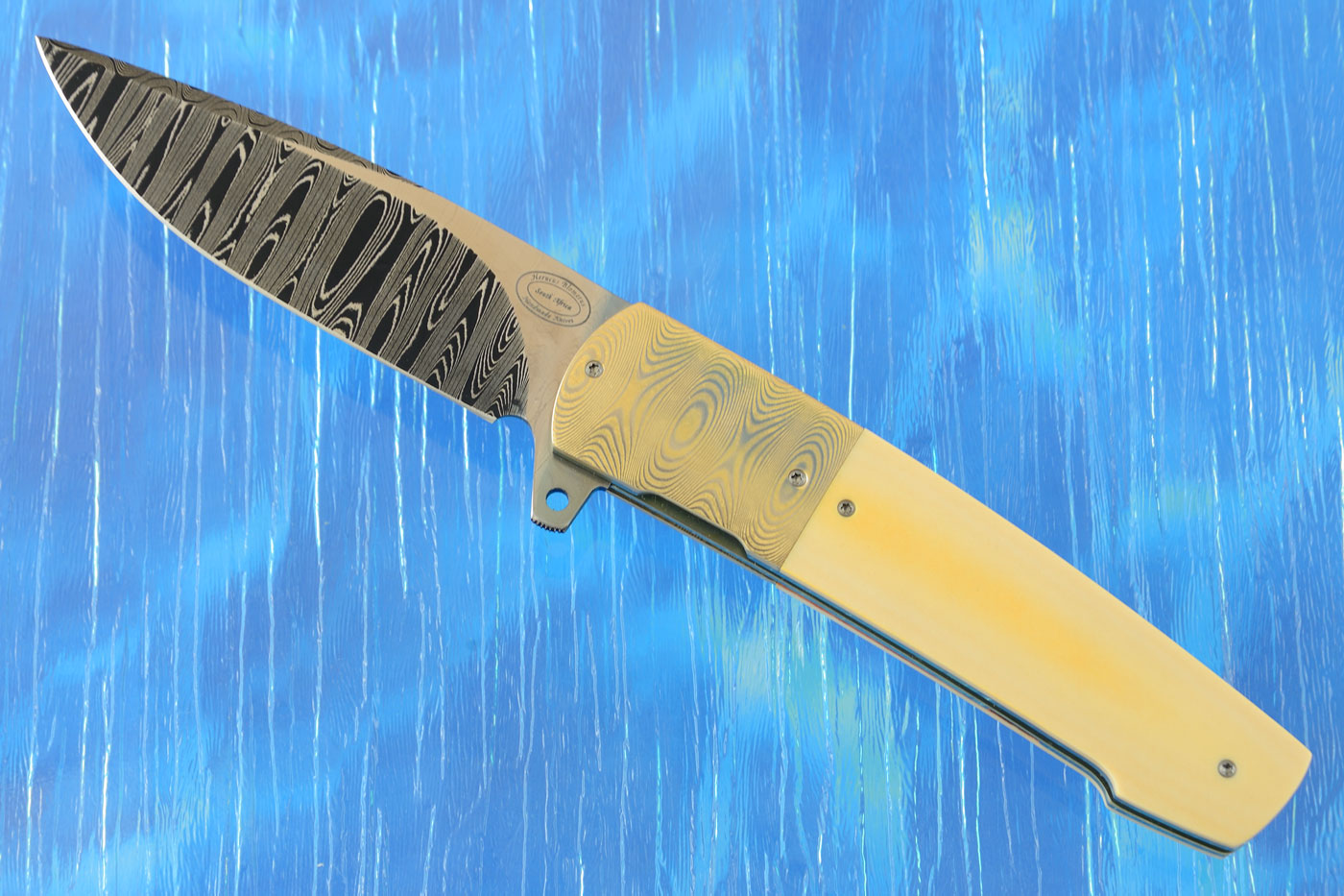 LL07 Flipper with Damascus, Mokume, and Westinghouse Micarta (IKBS)