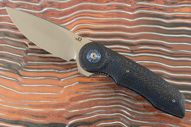 Gold Standard Flipper with Blue Lightning Strike Carbon Fiber and White Timascus (Double Row IKBS)